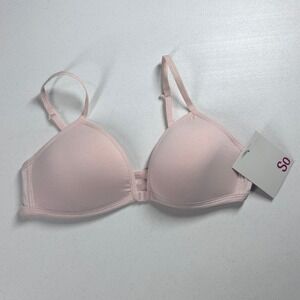 SO Girls Pink‎ Cotton Spandex Wirefree Bra Size 34A Adjustable Straps